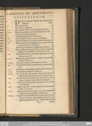 Elenchus Et Argumenta Epistolarum.