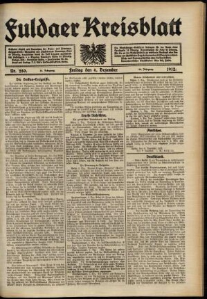 Erste Ausgabe vom Freitag, den 06. Dezember 1912.