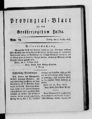 Num. 78., Ausgabe vom 4. Oktober 1816