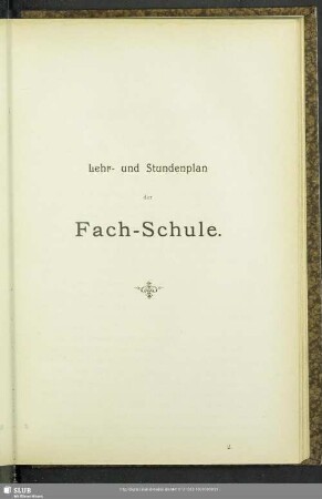 Lehr- und Stundenplan der Fach-Schule