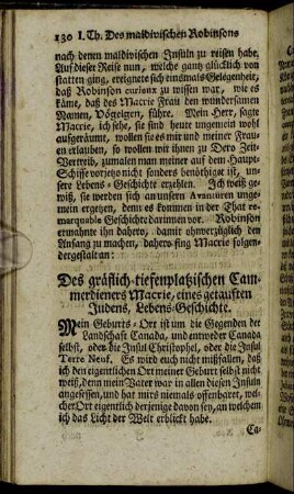 Des gräflich-tiefenplatzischen Cammerdieners Macrie, eines getauften Judens, Lebens-Geschichte.