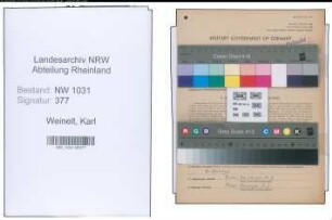 Entnazifizierung Karl Weinelt , geb. 15.01.1891 (Sparkassenbeamter)