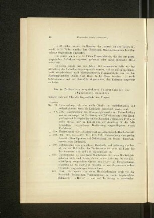 Die in Zollsachen ausgeführten Untersuchungen und abgegebenen Gutachten.