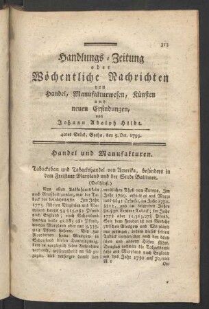 40tes Stück, Gotha, den 5. Oct. 1799.