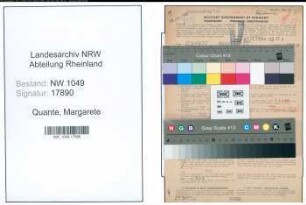 Entnazifizierung Margarete Quante , geb. 01.05.1884 (Lehrerin)