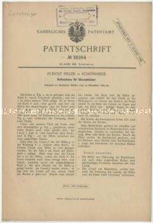 Patentschrift einer Reißschiene für Skizzenbücher, Patent-Nr. 36264