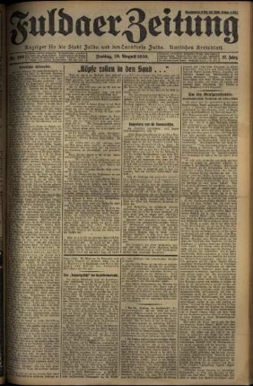 Erste Ausgabe vom Freitag, den 29. August 1930.