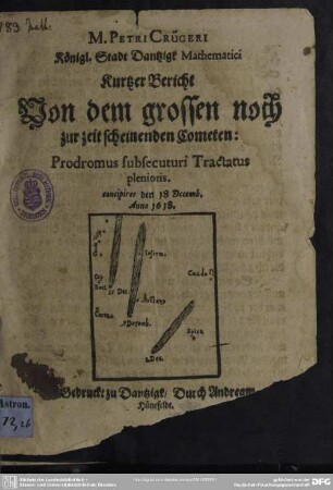 Bericht von dem großen noch zur Zeit scheinenden Cometen