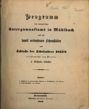 Aufgaben der germanistischen Studien in Siebenbürgen : (Programm mit. Schulnachrichten)