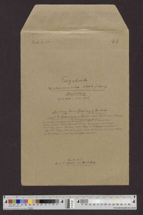 Band 43: Wintersemster 1906/1907 Heidelberg (Dr. med. u. phil. a. o. Professor in Heidelberg)