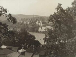 Blick über den Inn nach Wasserburg (Oberbayern) vom Aussichtspunkt "Schöne Aussicht" aus gesehen