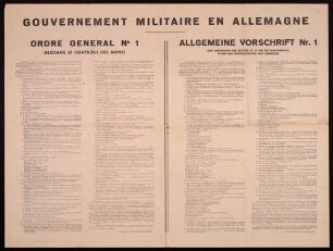 "Allgemeine Vorschrift Nr. 1 (Zur Ausführung des Gesetzes Nr. 52 der Militärregierung; Sperre und Beaufsichtigung von Vermögen)"