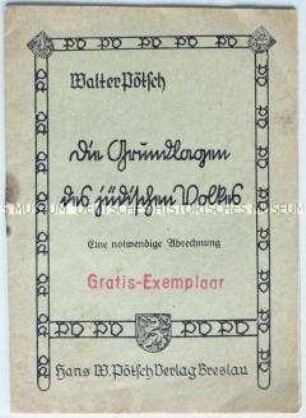 Tarnschrift gegen den Antisemitismus der Nazis im Umschlag einer antisemitischen Abhandlung