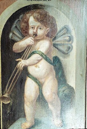 Wandfeld: Putto als Musica