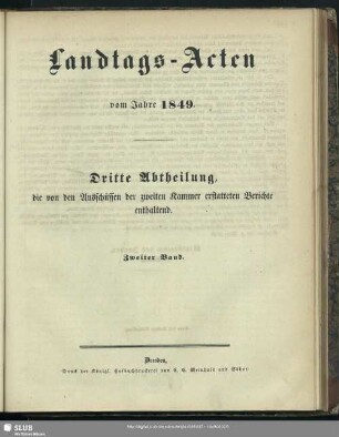 1849,2: Landtags-Acten / Die Protocolle der 2. Kammer