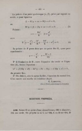 Questions proposées.