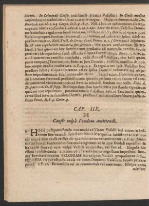 Cap. IIX. De Causis culpa Feudum amittendi.