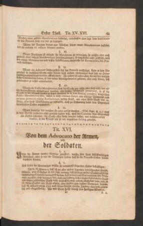Tit. XVI. Von dem Advocato der Armen, und der Soldaten.
