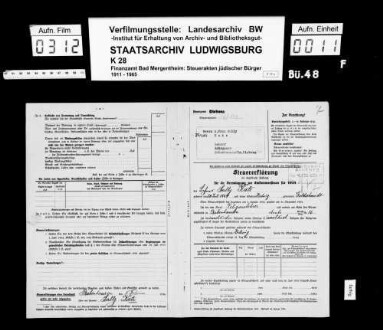 Katz, Sally; Religionslehrer i. R. *20.07.1864 Zugshagen Katz, Hedwig geb. Goldschmidt Wohnort: Edelfingen, bis 1932 Babenhausen/Kr. Dieburg