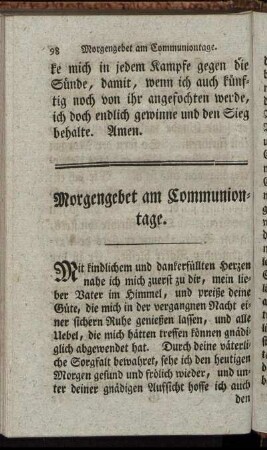 Morgengebet am Communiontage