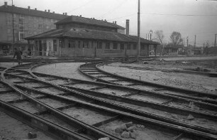 Bau des neuen Gleisdreiecks am Albtalbahnhof im Zusammenhang mit der Modernisierung der Albtalbahn.