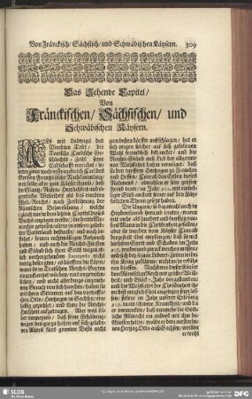 Das Zehende Capitel, Von Fränckischen, Sächsischen, und Schwäbischen Käysern
