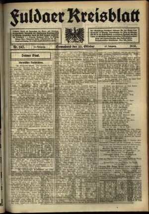 Dritte Ausgabe vom Samstag, den 22. Oktober 1910.