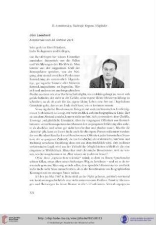 Jörn Leonhard : Antrittsrede vom 24. Oktober 2015