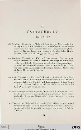 IX. Tapisserien (Nr. 462-469)