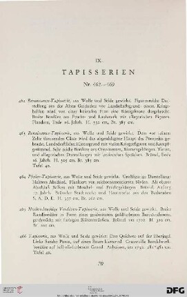 IX. Tapisserien (Nr. 462-469)