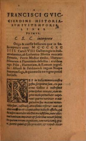 Francisci Gvicciardini Patritii Florentini Historiarum sui temporis libri viginti. [1]