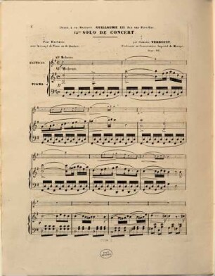 12ème solo de concert pour hautbois, avec accompagnement de piano ou de quatuor : oeuv. 86 et posthume ; hautbois et piano