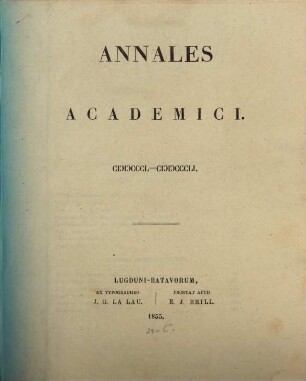 Annales academici. 1850/51 (1855)