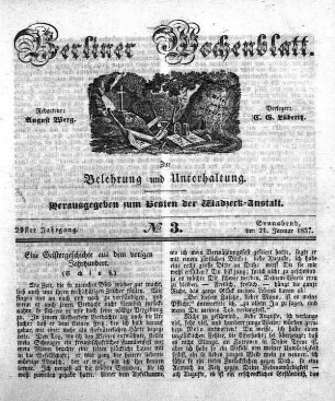 No. 3, Sonnabend, den 21. Januar 1837.