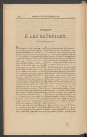 Consejos á las señoritas.
