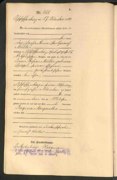 Standesamtsbuch der Stadt Aschaffenburg: Geburten 365/1900 - 184/1901