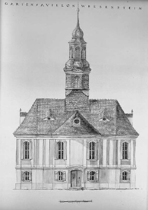 Weesenstein, Jagdpavillon oder Belvedere, Südansicht, Aufriss
