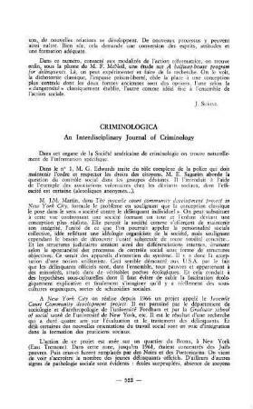 522-528, Criminologica. An Interdisciplinary Journal of Criminology