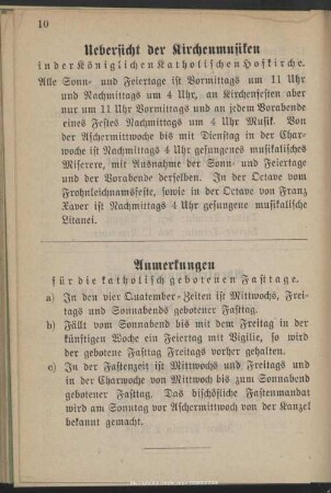 Uebersicht der Kirchenmusiken