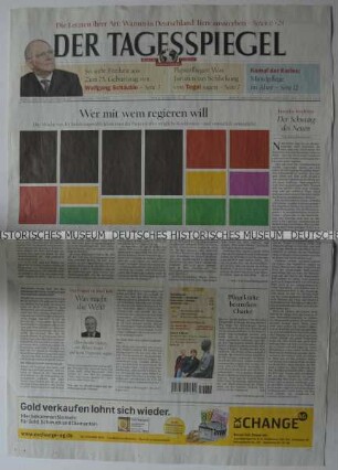 Tageszeitung "Der Tagesspiegel" mit Titel zur Bundestagswahl in Deutschland