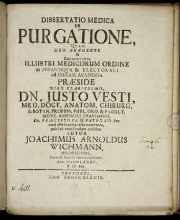 Dissertatio Medica De Purgatione