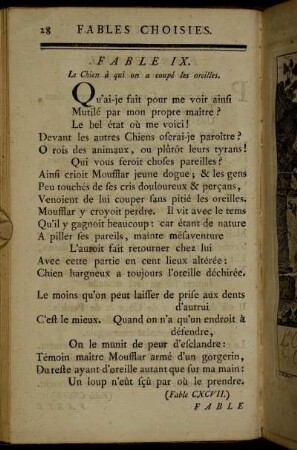 Fable IX. Le Chien à qui on a coupé les oreilles. - Fable XVI. Le Marchand, le Gentilhomme, le Pâtre & le Fils de Roi.