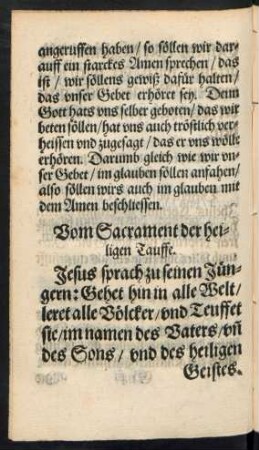 Vom Sacrament der heiligen Tauffe.
