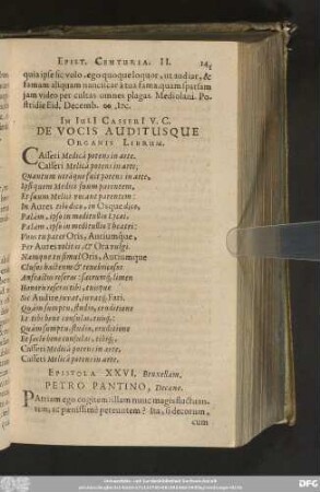 Epistola XXVI. Bruxellam. Petro Pantino, Decano.