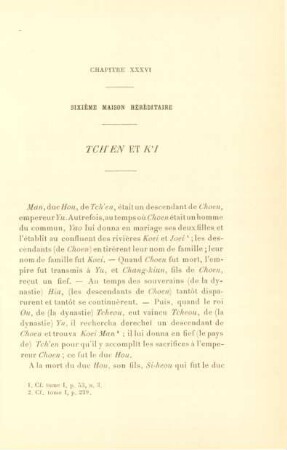 Chapitre XXXVI. Sixième maison héréditaire. Tch'en et K'i