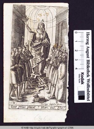 Maria mit Krone und Dornenkrone in den Händen; zu beiden Seiten sind Märtyrer versammelt.