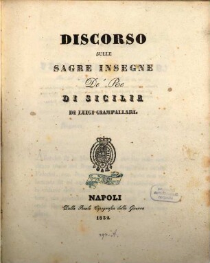 Discorso sulle sagre insegne de' re di Sicilia