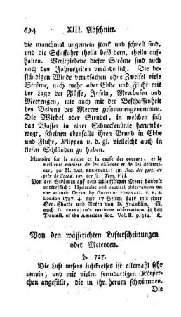 Von den wässerichten Lufterscheinungen, oder Meteoren