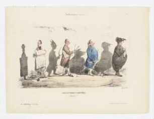 Les ombres porteés (Planche 2), aus: "La caricature: revue morale, judiciaire, littéraire, artistique, fashionable et scénique", Paris 1830