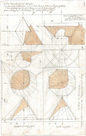 Lange, Ludwig; Darstellende Geometrie - Kegel mit Schattenwurf (Ansichten)